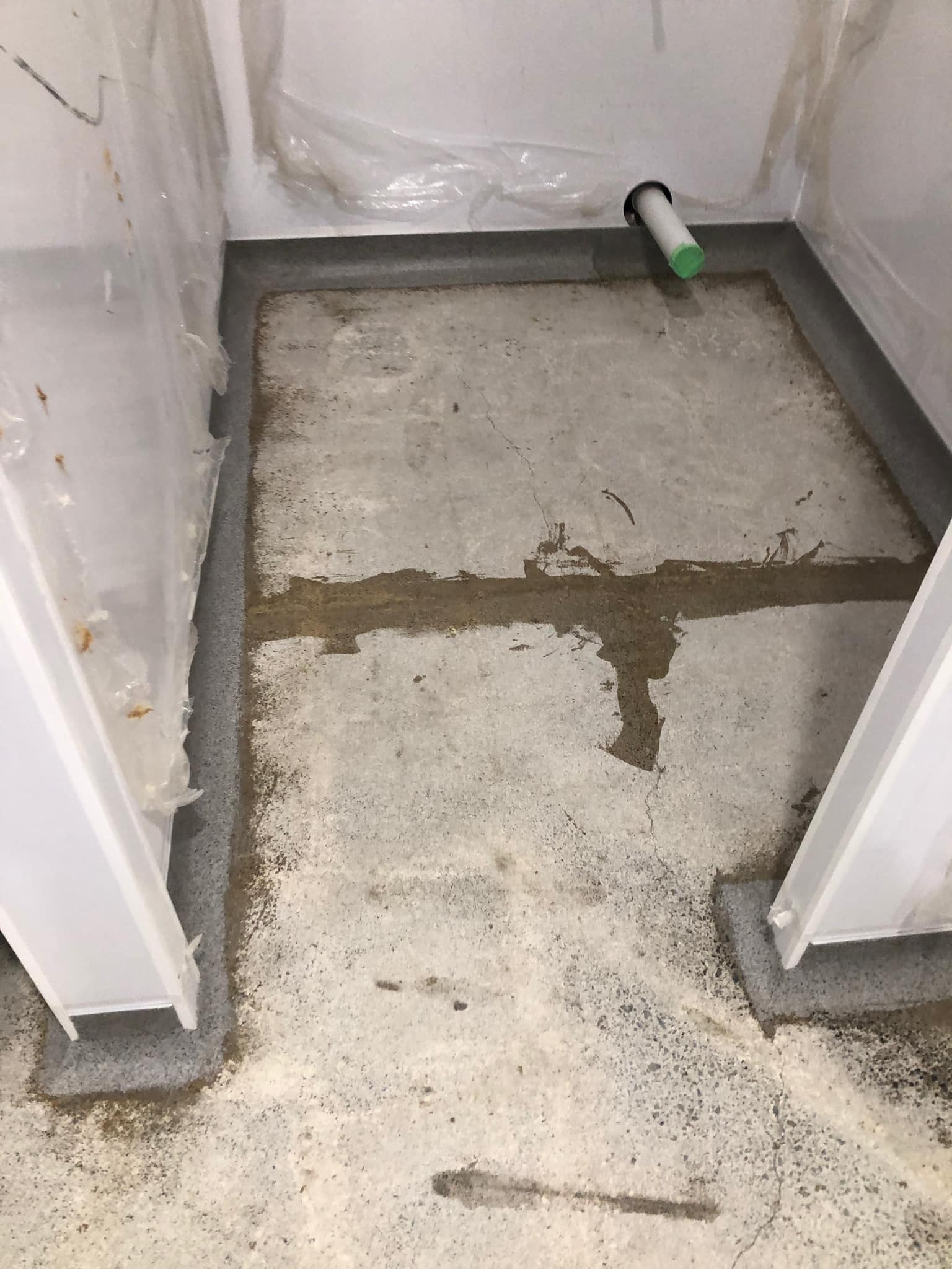 Seamless MMA Bathroom Floor with Coving - Before